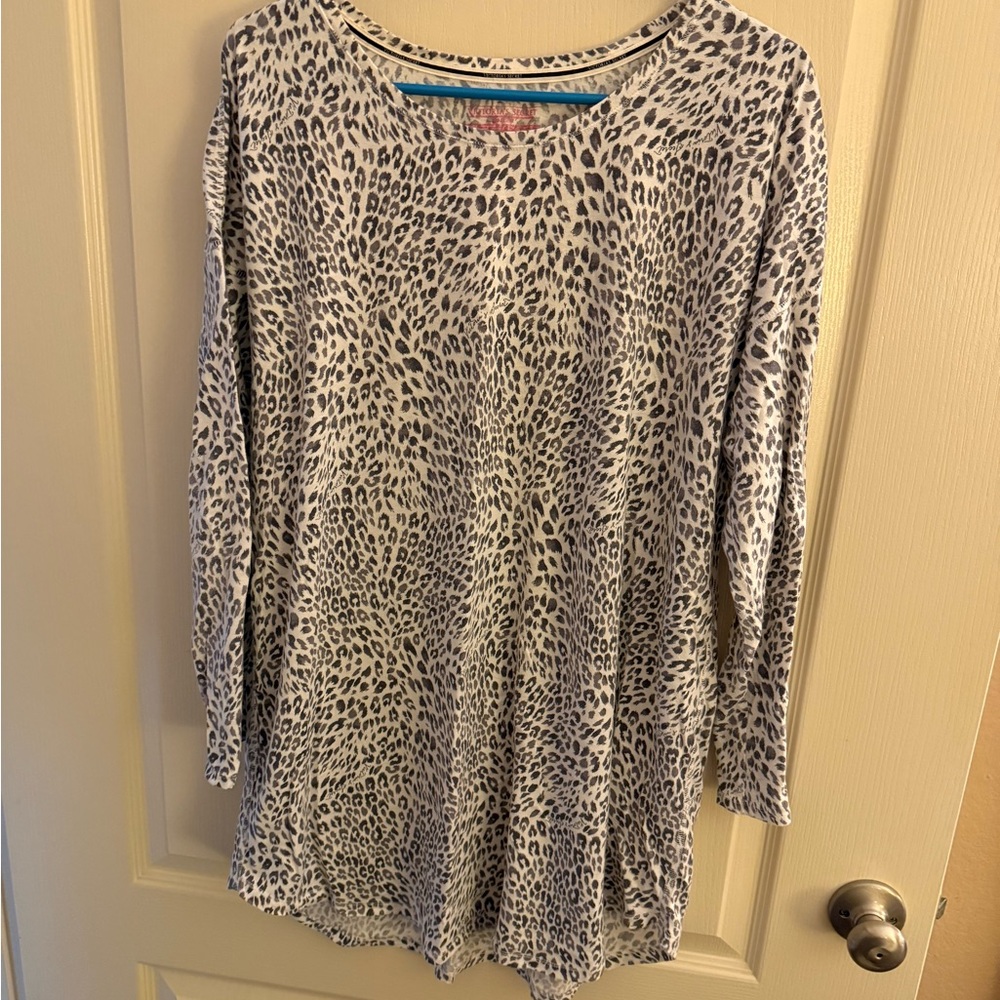 Leopard Print Long Sleeve Night Shirt
